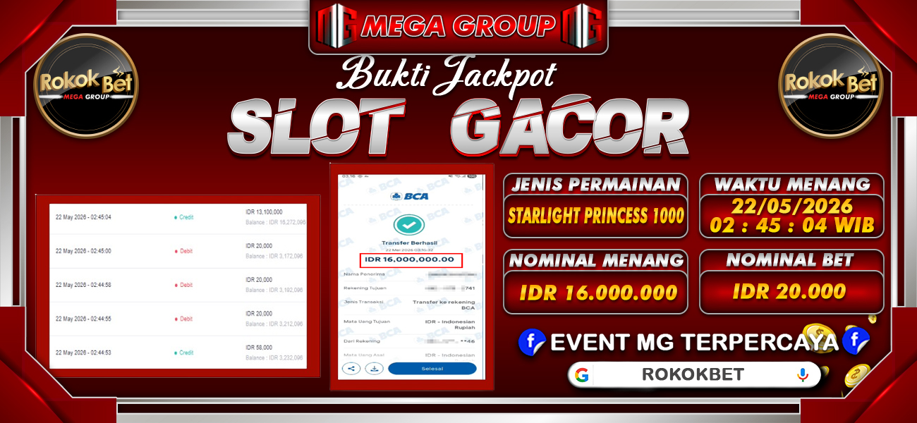 Bukti JP situs Rokokbet hari Jumat, 22 Mei 2026